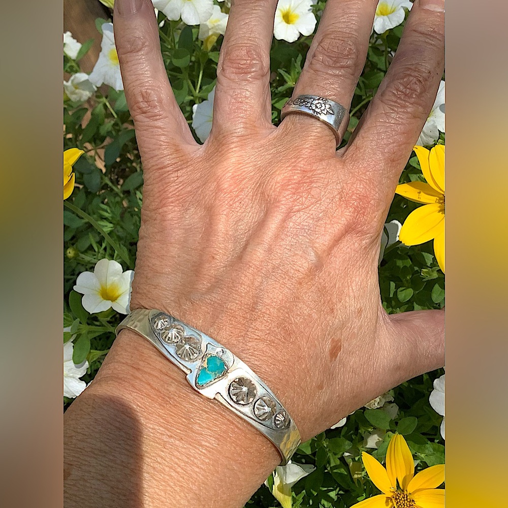 Sterling / turquoise cuff , adjustable